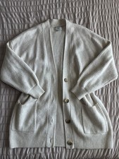 Aerie Cream Ribbed Button Oversized Thick Cardigan M