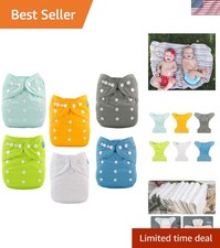 Cloth Diaper Starter Set: 6 Adjustable Diapers  12 Inserts for Sustainable Care
