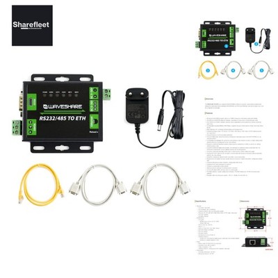 Industrial RS232/RS485 to Ethernet Converter Dual Serial Ports TCP Server TCP...