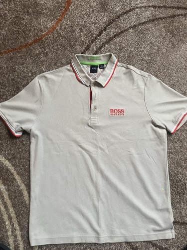 BOSS Hugo Boss Men's Short Sleeve Solid Polo Moisture Wicking Logo M Gray