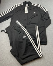 adidas Women  s Essentials 3-Stripes Tricot Track Suit Sz LARGE GM5534 Black NWT