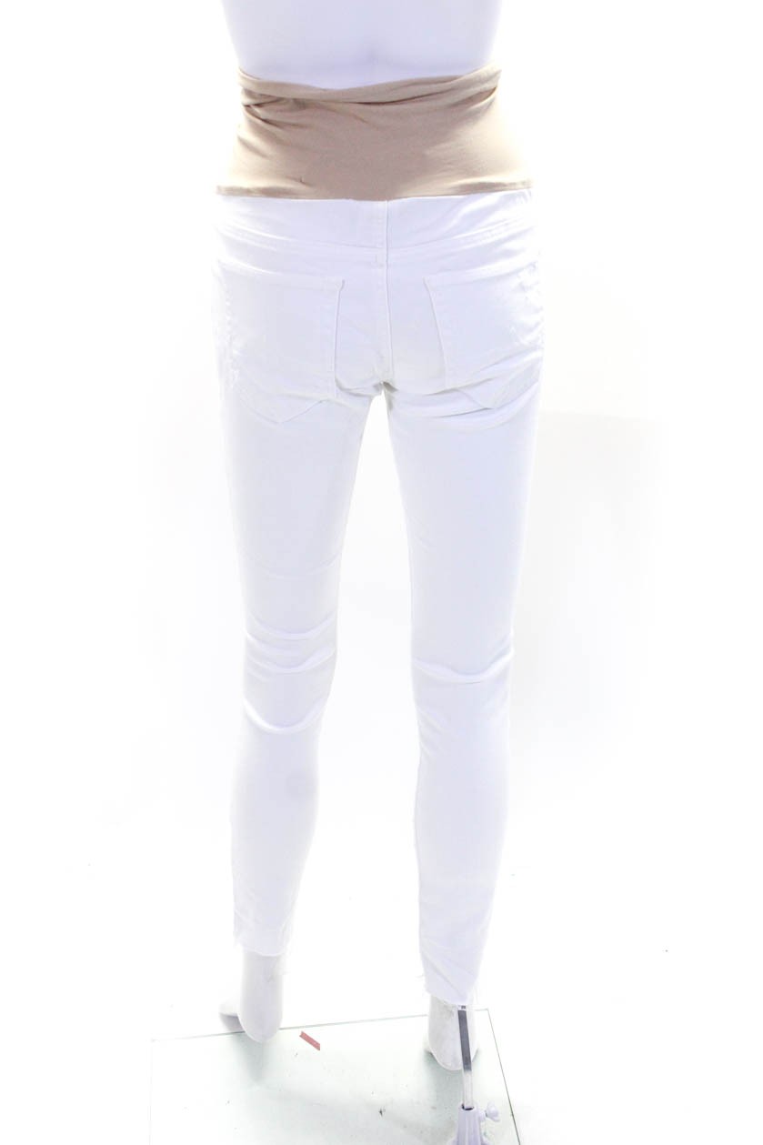 AG Adriano Goldschmied Womens Maternity Distressed Skinny Jeans White Size 26 thumbnail 3