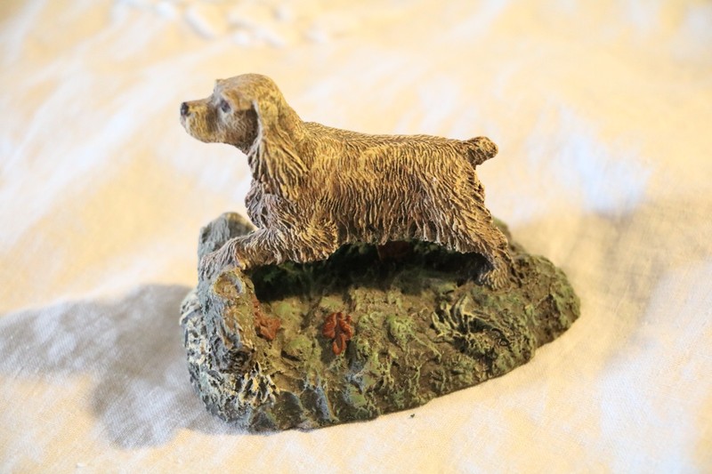 VINTAGE SIGNED MARSHA RICHARDSON BLONDE COCKER SPANIEL BRONZE CAST BOONE NC TAG