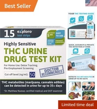 Highly Sensitive At-Home THC Drug  Kit with 15 Strips for Discreet Testing