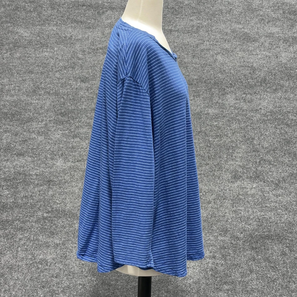 Camisa Fresh Produce Mujer 3X Azul Rayas Manga Larga Algodón Hecha en EE. UU. E384 Foto 4 de 4