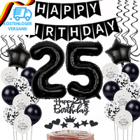 Schwarz Weiß Luftballons 25. Geburtstag Dekoration,Geburtstagsdeko 25 Jahre Mann