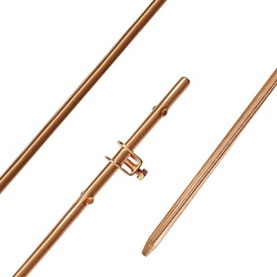 - 4' Grounding Rod - 3/8'' Copper Bonded Ground Rod Wire Clamp | Great for Fen...