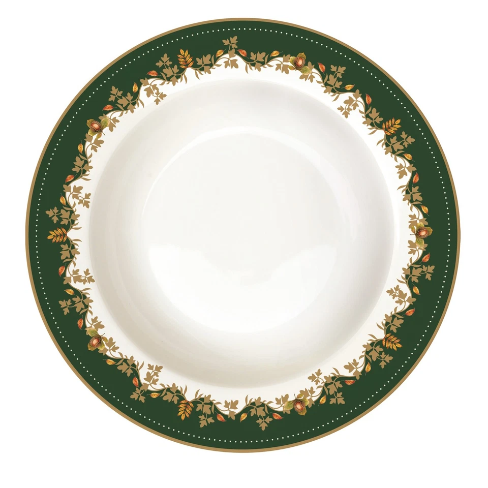 18tlg. Tellerset Forest Dream mit Blättern weiß grün aus Porzellan Easy Life - Bild 3 von 4