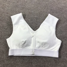 Tommie Copper Sports Bra Womens Large White Front Zip Compression Support Bra