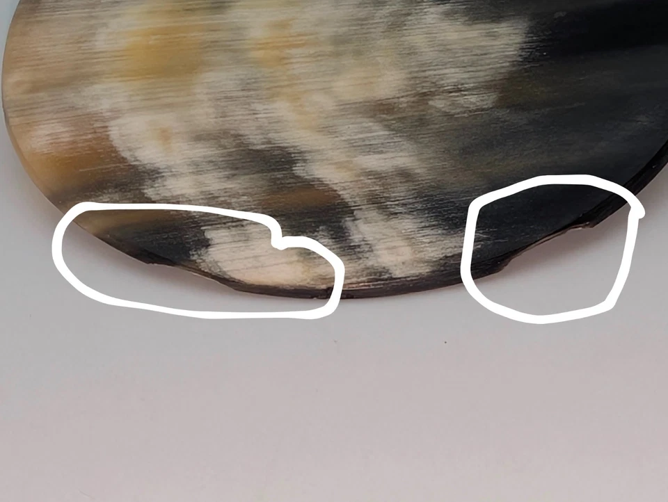 Broche circular redondo grande de vaca o búfalo cuerno natural de 2,75" joyería hecha a mano Foto 4 de 4