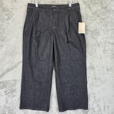 NYDJ Teresa Wide Leg Ankle Jeans Womens 12P Petite Pleated Dark Wash Eternity