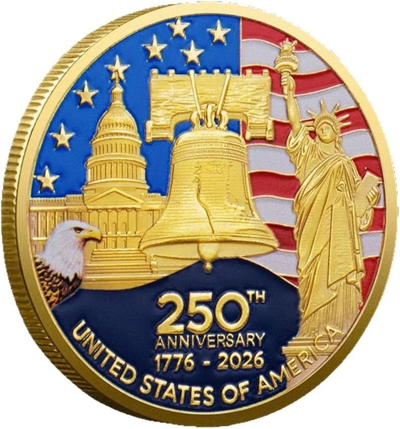 U.S. Army 250th Anniversary Commemorative Gold-Plated Challenge Coin, Double-Sid