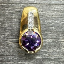 Amazing Amethyst & Diamond Pendant 14k Yellow Gold Over Sterling Silver