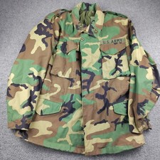 VTG 90s Military M-65 Field Coat Cold Weather Woodland Camo Size Medium Men's