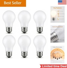 60W Incandescent Light Bulb A19 6 Pack Dimmable E26 Medium Base Frosted Rough