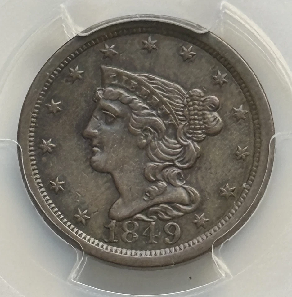 1849 Braided Hair Half Cent - PCGS AU Detail - Image 3 of 4