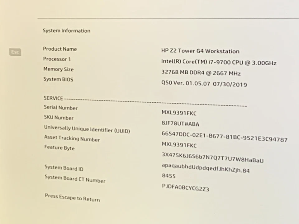 HP Z2 Tower G4 Workstation Core i7-9700 3GHz 32GB RAM 512GB SSD NVIDIA NO OS - Image 2 of 4