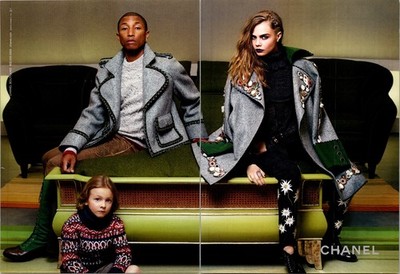 2015   CHANEL  Print Ad ft. Pharrell Williams and Cara Delevingne   2000s GA.29