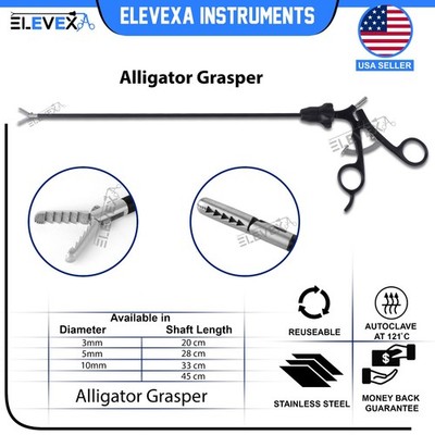 ELEVEXA  Laparoscopic ALLI-GATOR Grasper 5mm 33cm Bariatric Crocodile Forceps CE