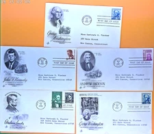 Lot of 5 US Presidential FDCs—Prominent Americans 1965-67 (addressed)