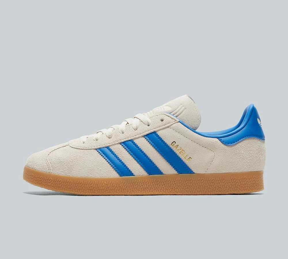 adidas Originals Gazelle OG Trainers in Alumina / Beige and Blue Shoes