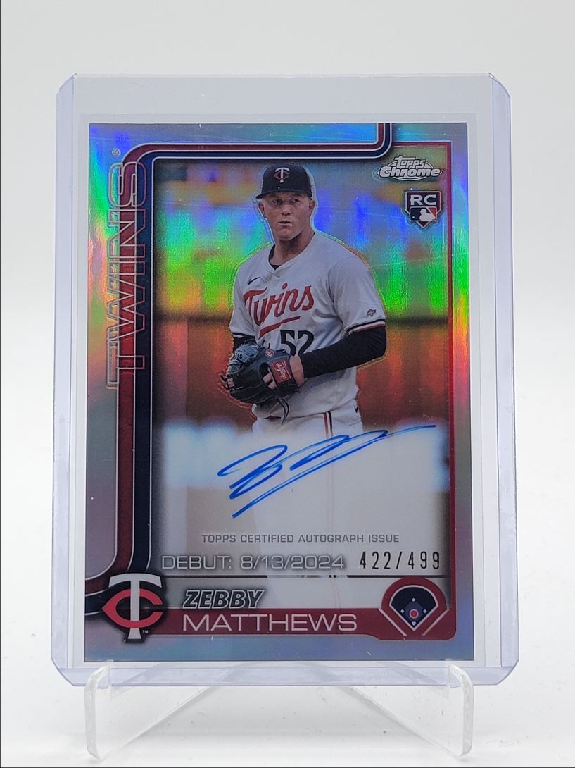 ZEBBY MATTHEWS 2025 TOPPS CHROME ROOKIE DEBUT REFRACTOR RC AUTO /499 Q3967