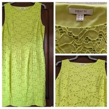 Women's Dress PRECIS Size 18 Lime Green Lace Sleeveless Lined Cotton Nylon Blend