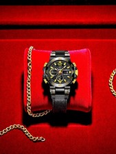 Luxury Black Gold Mens Diver Watch Quartz Analog/Digital LED 46mm 5ATM