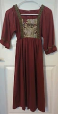Young Edwardian Vintage Dress Jacquard Size S Burgundy
