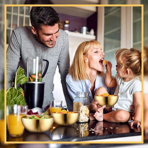 Nuogo 10 Pcs Gold Mixing Bowls Decorative Metal Stainless 5.9 Inch, Golden - Picture 5 of 7