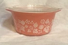 Vintage Pink Pyrex Gooseberry 1 QT 473 Casserole With 470-C 15 Lid EXCELLENT!
