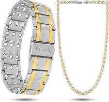 MagnetRX Matching Magnetic Bracelet Necklace Set Ultra Strength Titanium Set