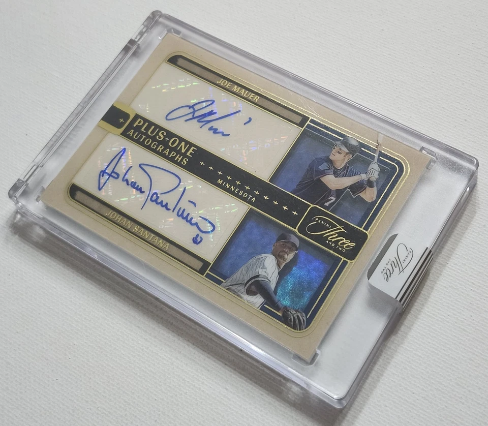 Panini Three and Two Plus One Signatures Mauer & Santana 2025/49 gemelos automático Foto 4 de 4