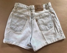 1990s Levi s 954 Orange Tab Light Wash High Rise Denim Shorts Cuffed Size 9