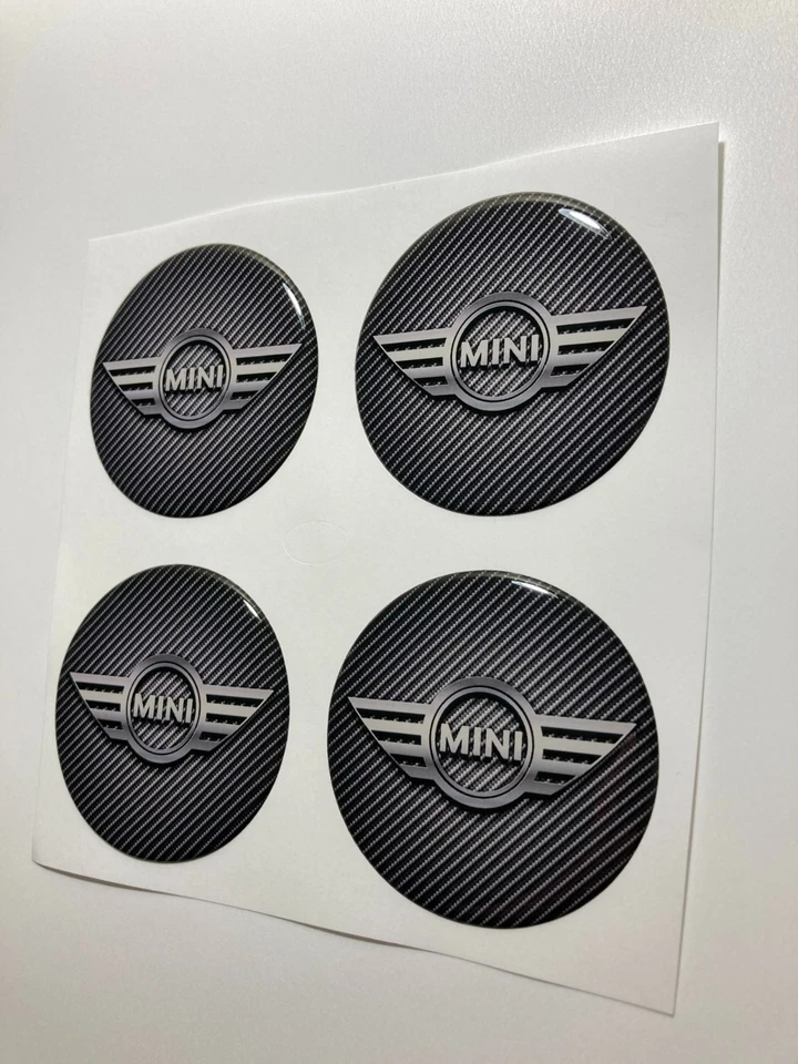 MINI Cooper conjunto de adesivos de tampa de roda 4 peças decalques emblema tampa central de resina cúpula 3D - Imagem 3 de 3