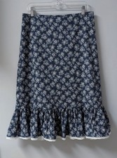 Vintage Banjo Dallas Texas Western Cowgirl Floral Skirt Ruffle Lace Trim M