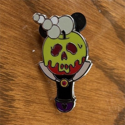 Disney Snow White Poison Apple Halloween Enamel Pin Mickey Icon Back chaser