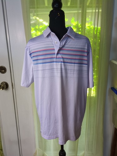 Ben Hogan Performance White Multicolor Short Sleeve Polo Golf Shirt Men's Medium