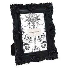 Laura Ashley 4x6 Black Ornate Textured Hand-Crafted Resin Picture Frame with Eas