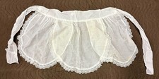 Vintage White Cotton Lace Trim Half Apron