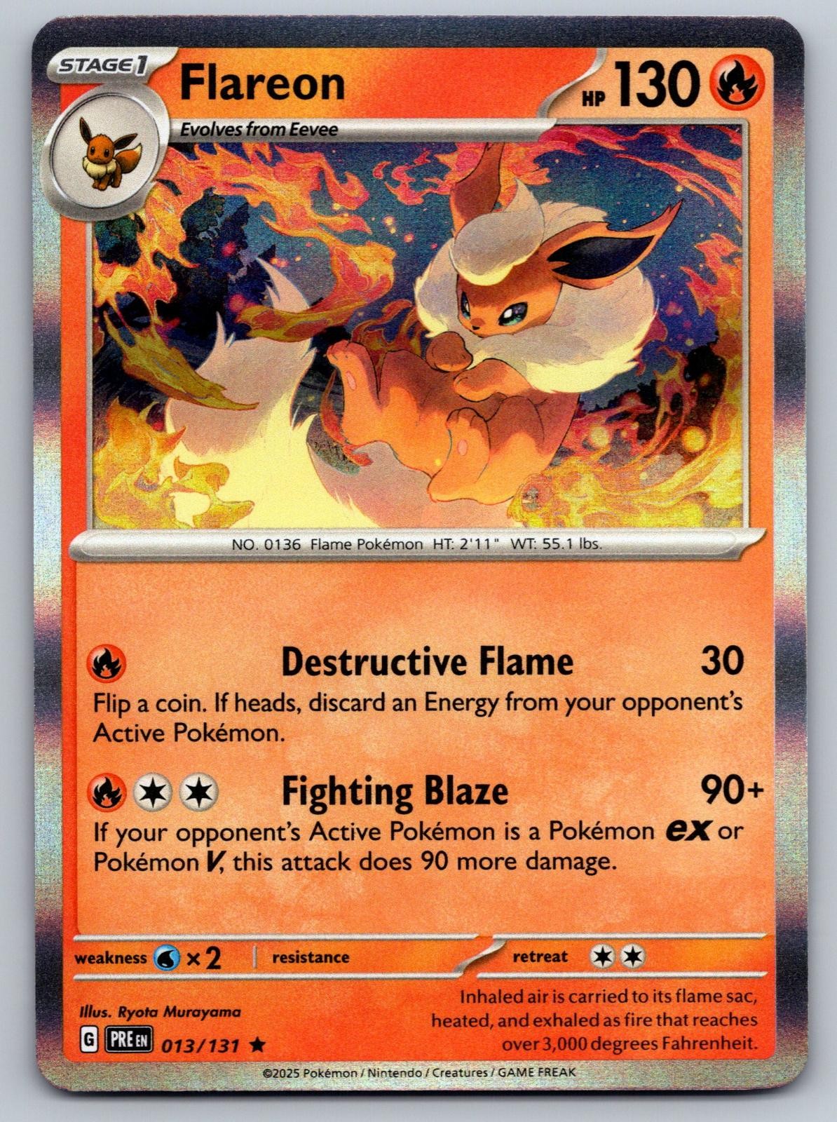 FLAREON 013/131 HOLO R POKEMON PRISMATIC EVOLUTIONS NM/M