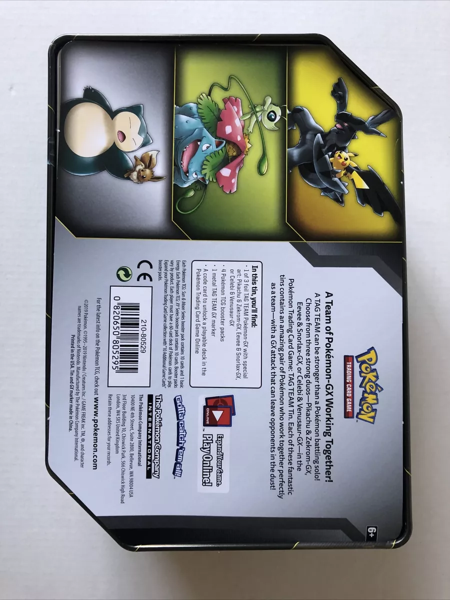 Pokemon Tag Team Tin Pikachu & Zekrom- TCG: Sun & Moon- Contains 4 Booster  Packs & Featuring 1 Special Art Pikachu & Zekrom-GX Foil Card