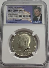 1776 - 1976 S NGC PF69 Ultra Cameo Proof Clad Kennedy Half JFK Coin Signature