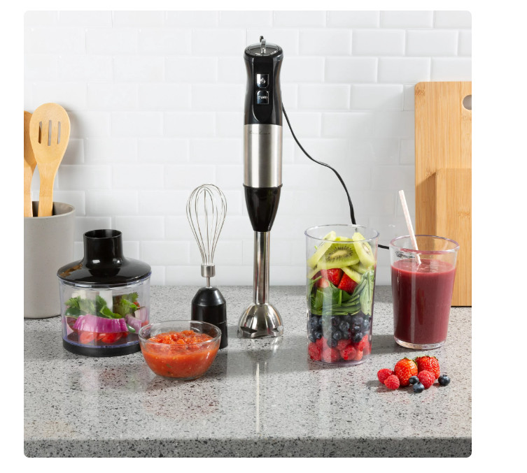 Classic Cuisine Immersion Blender 4-In-1 6 Speed Hand Mixer