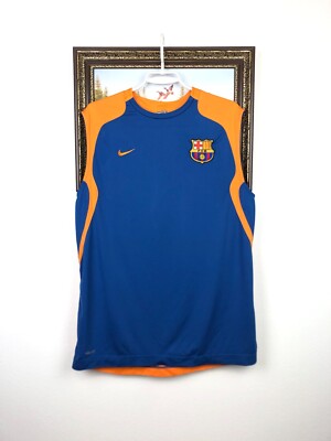 Vintage Nike FC Barcelona Football Shirt Soccer Train Vest Mens Maglia Size  L