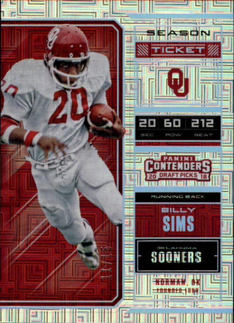 2018 Panini Contenders Draft Picks Building Blocks #11 Billy Sims 11/15 Sooners