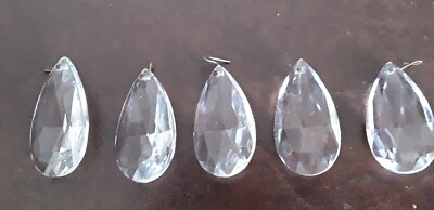  5 antike Vintage Beleuchtung Birnenform Kronleuchter Glastropfen 50 mm x 30 mm 