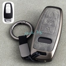 Llavero de cuero metálico para coche para Audi A6 C8 Q7 e-tron 3 botones