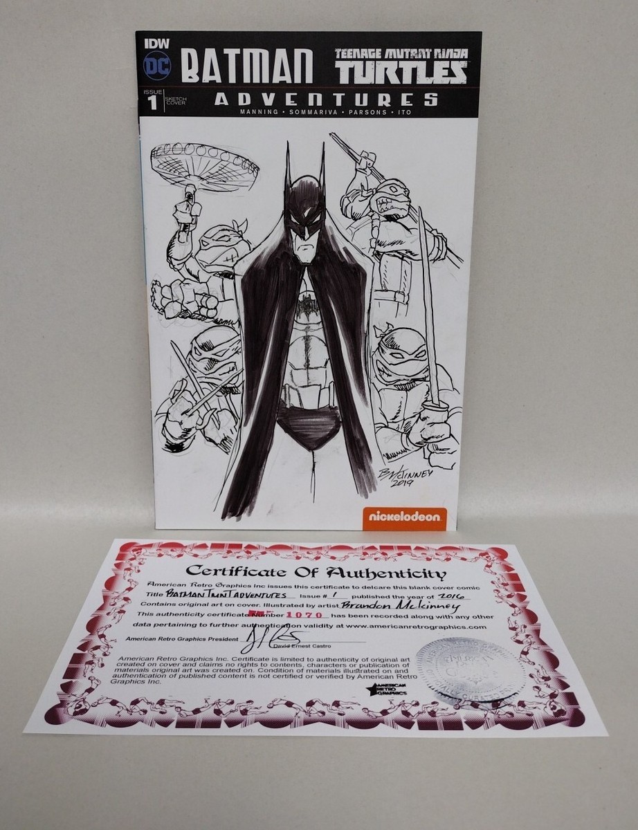 BATMAN TMNT ADVENTURES #1 Blank Variant Cover Comic W Original Art