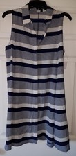 $100 NWT A By Amanda Stripe Blue White Womens Striped Shirt Dress Size L Large